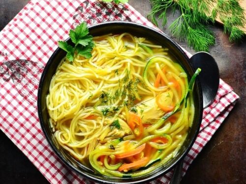 Healthy Chicken Noodle Soup With Spiralized Veggies Pasta Everyday Healthy Recipes