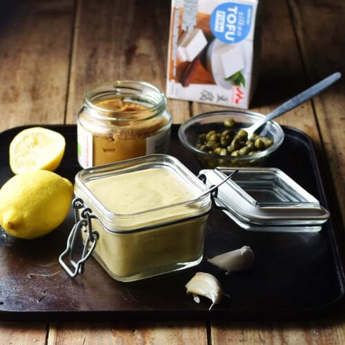 vegan caesar dressing silken tofu High-Protein Tofu Caesar , (Dairy-free, protein-packed, and creamy), Serves 4, A vegan take on Caesar dressing thats naturally high in protein from silken tofu while still being rich, creamy, and
