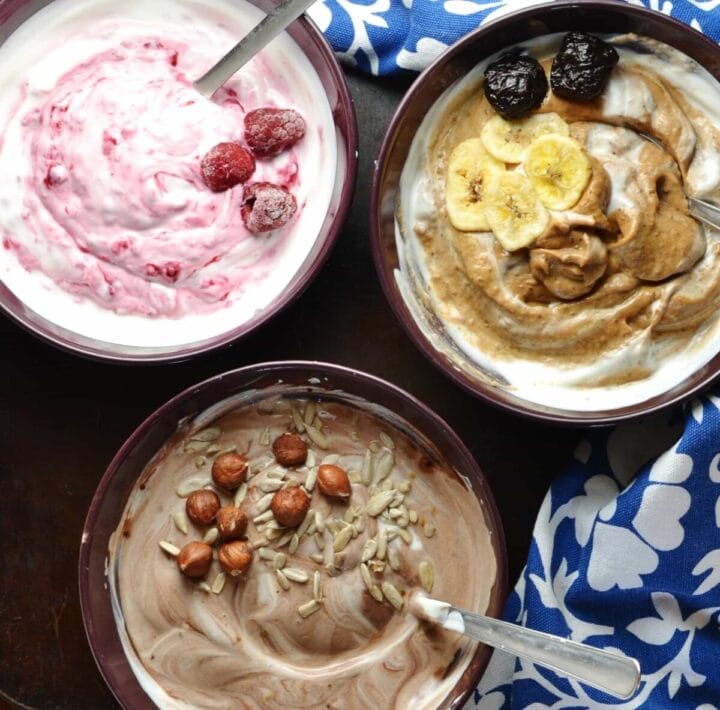 Flavoured Yogurt 3 Ways (Mocha, Raspberry, Prune) Everyday Healthy