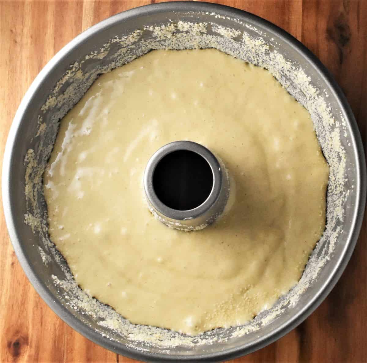 Cake batter in babka pan.